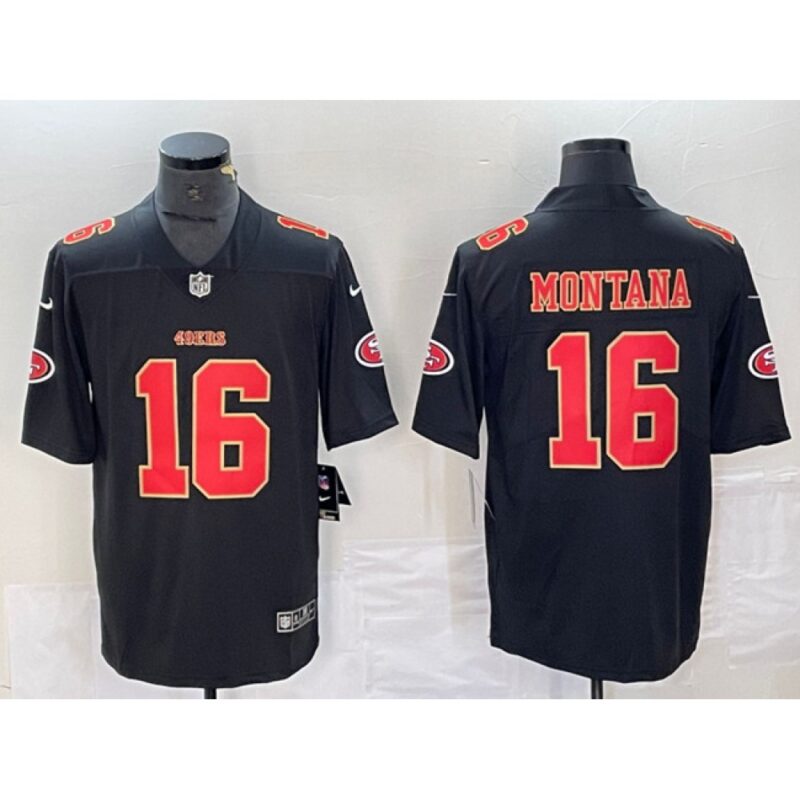 68628497b4b3e_1 Men's San Francisco 49ers #16 Joe Montana Black Vapor Untouchable Limited Stitched Jersey