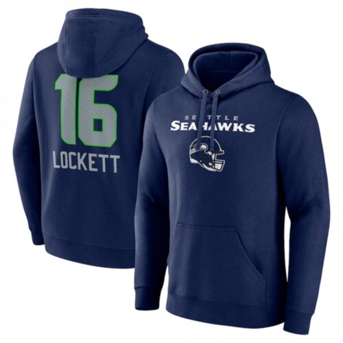 6862849b942ee_1 Men's Seattle Seahawks #16 Tyler Lockett Navy Team Wordmark Player Name & Number Pullover Hoodie