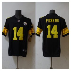 686284b4d0c49_1 Men's Pittsburgh Steelers #14 George Pickens Black 2023 F.U.S.E. Vapor Untouchable Color Rish Limited Jersey
