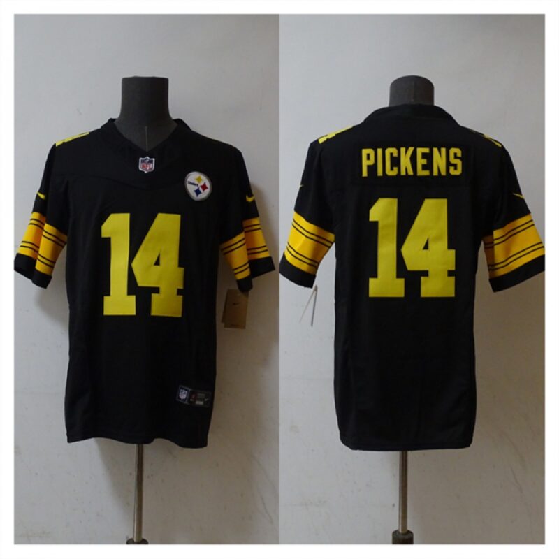 686284b4d0c49_1 Men's Pittsburgh Steelers #14 George Pickens Black 2023 F.U.S.E. Vapor Untouchable Color Rish Limited Jersey