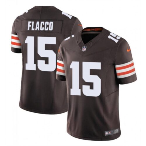 686284cfc8dd3_1 Men's Cleveland Browns #15 Joe Flacco Brown 2023 F.U.S.E. Vapor Limited Stitched Football Jersey