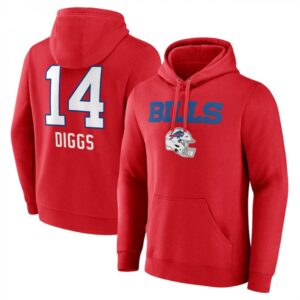 686284d77ccf5_1 Men's Buffalo Bills #14 Stefon Diggs Red Team Wordmark Player Name & Number Pullover Hoodie