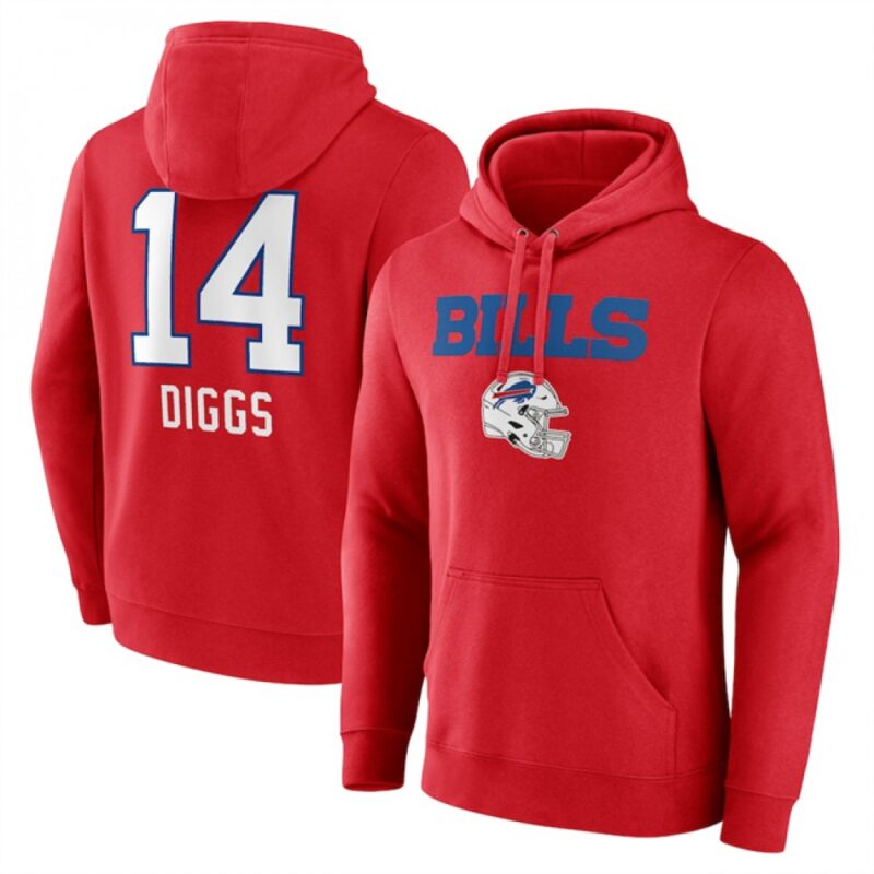 686284d77ccf5_1 Men's Buffalo Bills #14 Stefon Diggs Red Team Wordmark Player Name & Number Pullover Hoodie