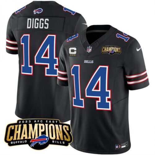 686284e846c31_1 Men's Buffalo Bills #14 Stefon Diggs Black 2023 F.U.S.E. AFC East Champions With 3-star C Ptach Stitched Football Jersey