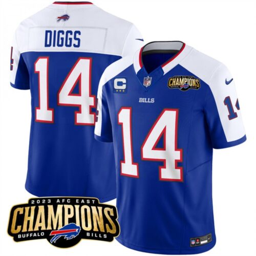 686284ec27994_1 Men's Buffalo Bills #14 Stefon Diggs Blue/White 2023 F.U.S.E. AFC East Champions With 3-star C Ptach Stitched Football Jersey