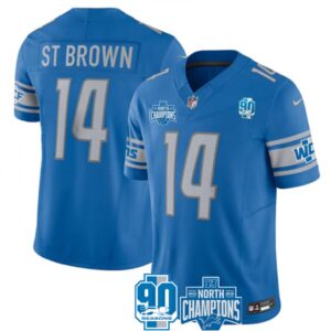 68628502be7cd_1 Men's Detroit Lions #14 Amon-Ra St. Brown Blue 2023 F.U.S.E. NFC North Division Champions Vapor Untouchable Limited Stitched Jersey