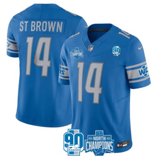 68628502be7cd_1 Men's Detroit Lions #14 Amon-Ra St. Brown Blue 2023 F.U.S.E. NFC North Division Champions Vapor Untouchable Limited Stitched Jersey