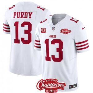 68628554f27b9_1 Men's San Francisco 49ers #13 Brock Purdy White 2023 F.U.S.E. With 1-Star C Patch And NFC West Champions Patch Stitched Football Jersey