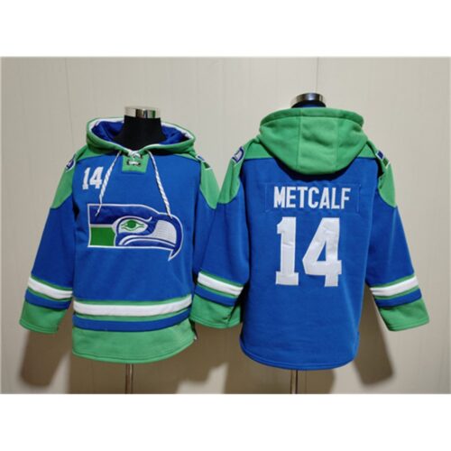 6862856f30207_1 Men's Seattle Seahawks #14 DK Metcalf Royal Ageless Must-Have Lace-Up Pullover Hoodie