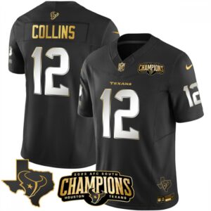 686285a330ff0_1 Men's Houston Texans #12 Nico Collins Black Golden 2023 F.U.S.E. With AFC South Champions Patch And Team Logo Patch Limited Stitched Football Jersey