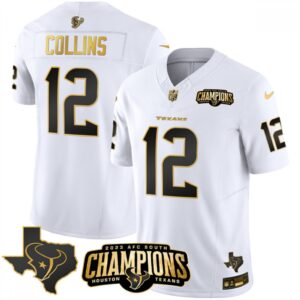 686285a78ebdc_1 Men's Houston Texans #12 Nico Collins White Golden 2023 F.U.S.E. With AFC South Champions Patch And Team Logo Patch Limited Stitched Football Jersey