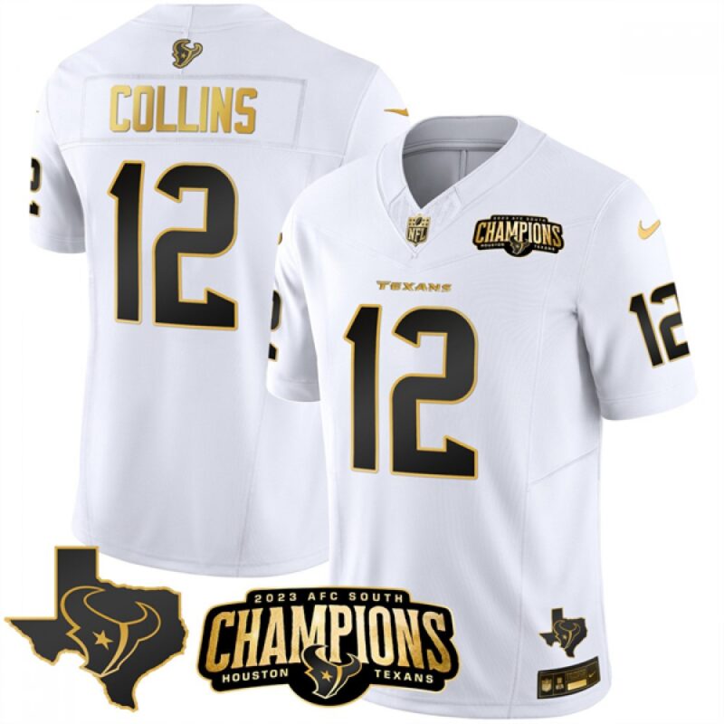 686285a78ebdc_1 Men's Houston Texans #12 Nico Collins White Golden 2023 F.U.S.E. With AFC South Champions Patch And Team Logo Patch Limited Stitched Football Jersey