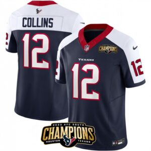 686285aba3957_1 Men's Houston Texans #12 Nico Collins Navy/White 2023 F.U.S.E. AFC South Champions Patch Limited Stitched Football Jersey