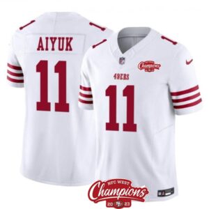 686285da476b9_1 Men's San Francisco 49ers #11 Brandon Aiyuk White 2023 F.U.S.E. NFC West Champions Patch Stitched Football Jersey