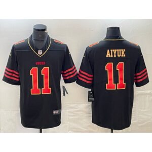686285e19b0d1_1 Men's San Francisco 49ers #11 Brandon Aiyuk Black Gold Stitched Jersey