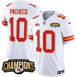 6862863c6ed4b_1 Men's Kansas City Chiefs #10 Isiah Pacheco White 2023 F.U.S.E. AFC West Champions With "NKH" Patch Vapor Untouchable Limited Stitched Jersey