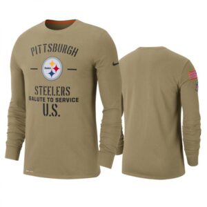 6862a1adeac4f_1 Men's Pittsburgh Steelers Tan 2019 Salute to Service Sideline Performance Long Sleeve Shirt