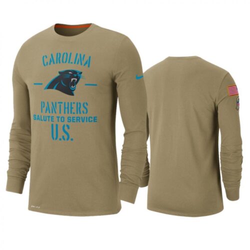 6862a1e18c603_1 Men's Carolina Panthers Tan 2019 Salute to Service Sideline Performance Long Sleeve Shirt