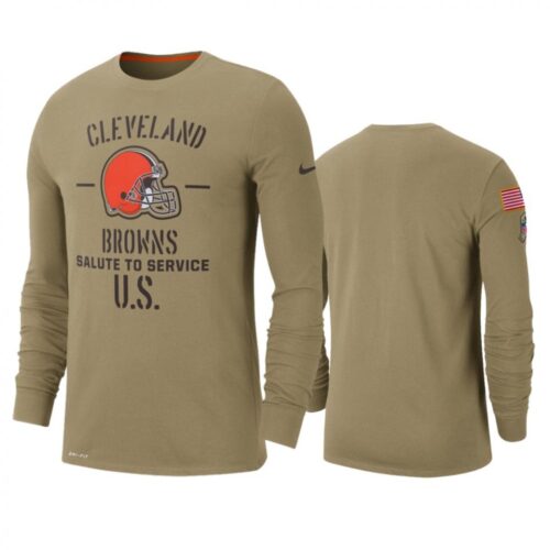 6862a1eebf550_1 Men's Cleveland Browns Tan 2019 Salute to Service Sideline Performance Long Sleeve Shirt