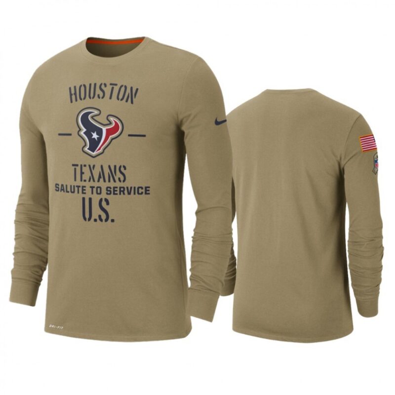 6862a1f90a55c_1 Men's Houston Texans Tan 2019 Salute to Service Sideline Performance Long Sleeve Shirt