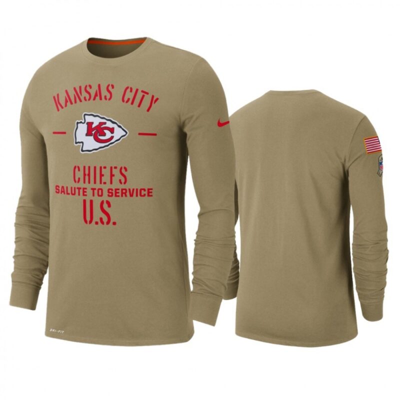 6862a24c3ca0f_1 Men's Kansas City Chiefs Tan 2019 Salute to Service Sideline Performance Long Sleeve Shirt