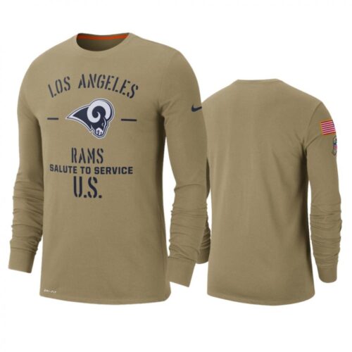 6862a259d1371_1 Men's Los Angeles Rams Tan 2019 Salute to Service Sideline Performance Long Sleeve Shirt