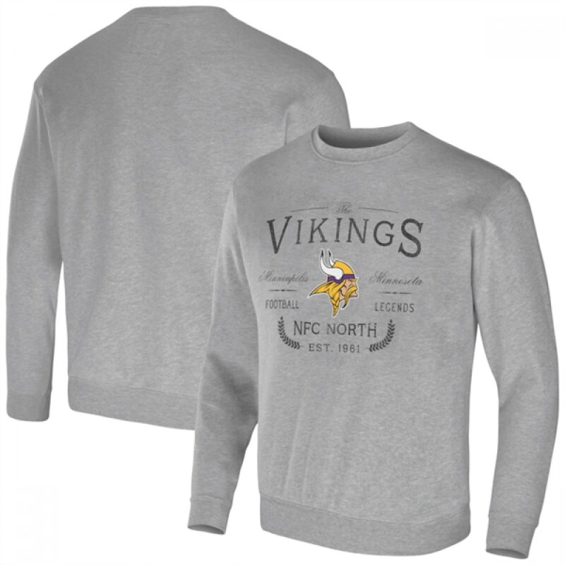 6862a26761246_1 Men's Minnesota Vikings Gray Darius Rucker Collection Pullover Sweatshirt