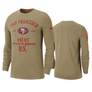 6862a26dd85c3_1 Men's San Francisco 49ers Tan 2019 Salute to Service Sideline Performance Long Sleeve Shirt
