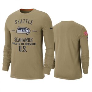 6862a2711a5d8_1 Men's Seattle Seahawks Tan 2019 Salute to Service Sideline Performance Long Sleeve Shirt