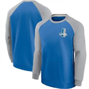 6862a31d51c4e_1 Men's Detroit Lions Blue/Grey Historic Raglan Crew Performance Sweater