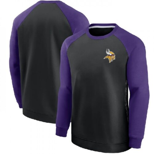 6862a3ab55633_1 Men's Minnesota Vikings Purple/Black Historic Raglan Crew Performance Sweater