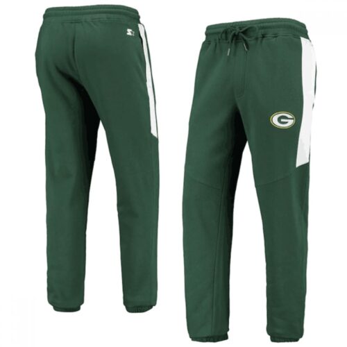 6862a69e2ca0d_1 Men's Green Bay Packers Starter Green/White Goal Post Fleece Pants
