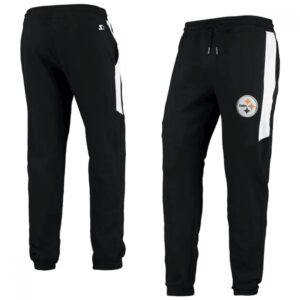 6862a6c6919d6_1 Men's Pittsburgh Steelers Starter Black/White Goal Post Fleece Pants