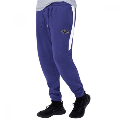6862a6e9b4c62_1 Men's Baltimore Ravens Starter Purple/White Goal Post Fleece Pants