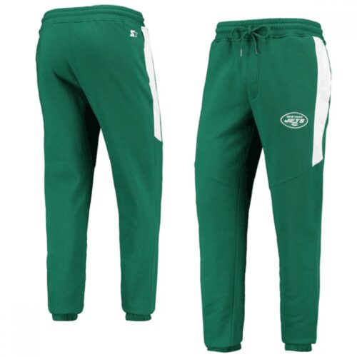 6862a7410e139_1 Men's New York Jets Starter Green/White Goal Post Fleece Pants