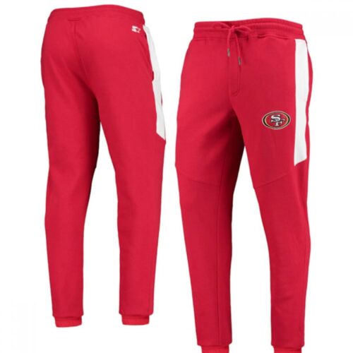 6862a7bac4e90_1 Men's San Francisco 49ers Starter Scarlet/White Goal Post Fleece Pants