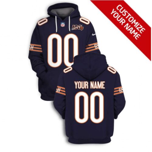 6862a8351b3f5_1 Men's Chicago Bears Active Player Custom 2021 Navy 100th Season Pullover Hoodie