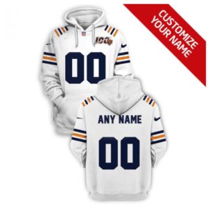 6862a8928ee89_1 Men's Chicago Bears Active Player Custom 2021 White 100th Season Pullover Hoodie