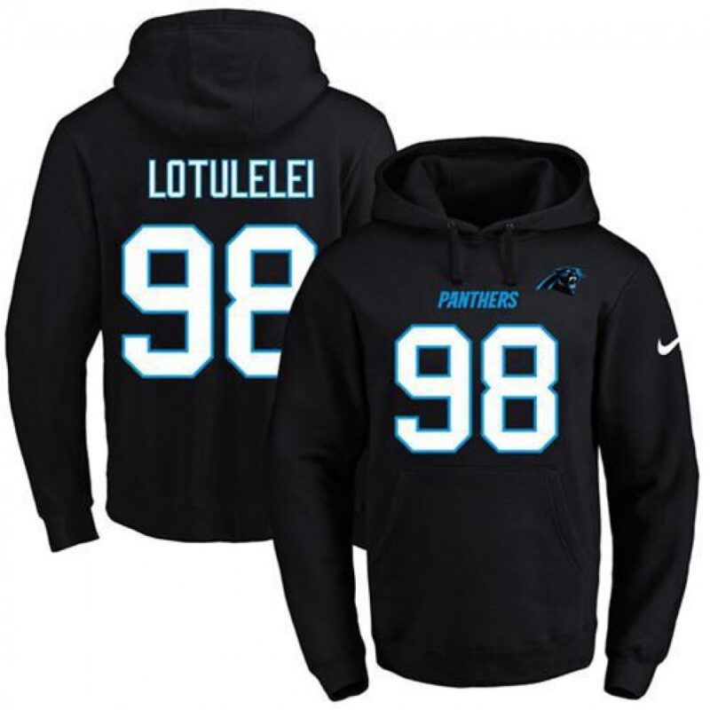 6862a8cf5ab90_1 Panthers #98 Star Lotulelei Black Name & Number Pullover NFL Hoodie