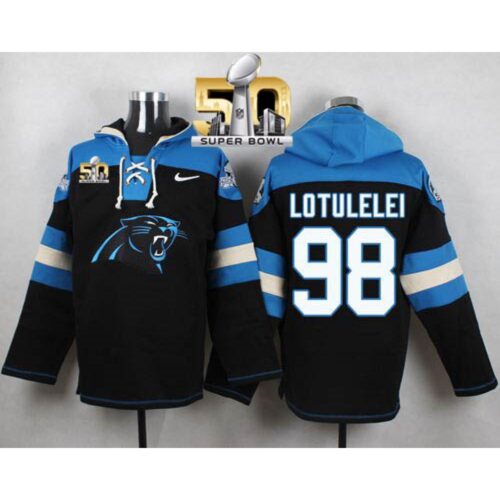 6862a8d3e6937_1 Panthers #98 Star Lotulelei Black Super Bowl 50 Player Pullover NFL Hoodie