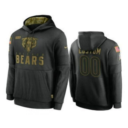 6862a924a13c9_1 Men's Chicago Bears ACTIVE PLAYER Custom 2020 Black Salute To Service Sideline Performance Pullover Hoodie