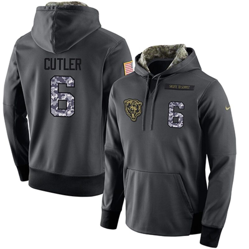 6862a935c046c_1 NFL Men's Chicago Bears #6 Jay Cutler Stitched Black Anthracite Salute to Service Player Performance Hoodie