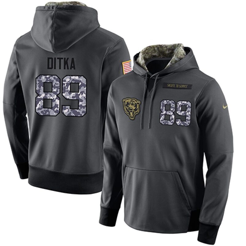 6862a93979898_1 NFL Men's Chicago Bears #89 Mike Ditka Stitched Black Anthracite Salute to Service Player Performance Hoodie