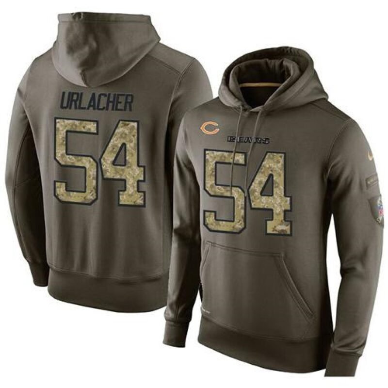 NFL Men's  Chicago Bears #54 Brian Urlacher Stitched Green Olive Salute To Service KO Performance Hoodie