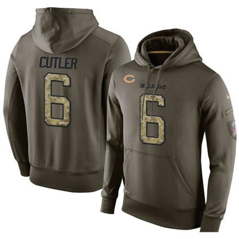 6862a9ca2e121_1 NFL Men's Chicago Bears #6 Jay Cutler Stitched Green Olive Salute To Service KO Performance Hoodie