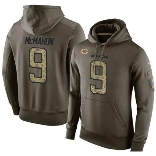 6862a9db80d0b_1 NFL Men's Chicago Bears #9 Jim McMahon Stitched Green Olive Salute To Service KO Performance Hoodie