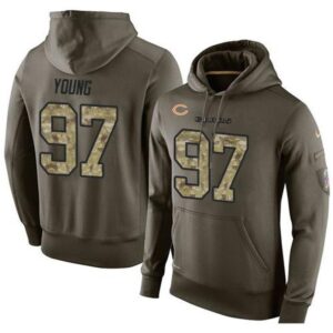 6862a9e78dcfa_1 NFL Men's Chicago Bears #97 Willie Young Stitched Green Olive Salute To Service KO Performance Hoodie