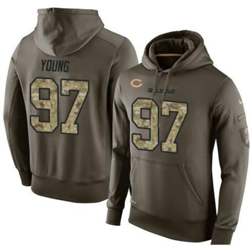6862a9e78dcfa_1 NFL Men's Chicago Bears #97 Willie Young Stitched Green Olive Salute To Service KO Performance Hoodie