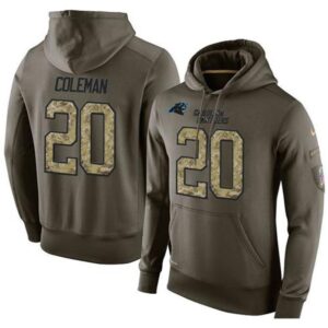 6862aa32a73be_1 NFL Men's Carolina Panthers #20 Kurt Coleman Stitched Green Olive Salute To Service KO Performance Hoodie