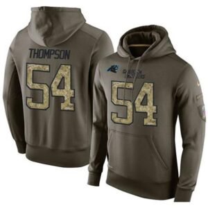 NFL Men's  Carolina Panthers #54 Shaq Thompson Stitched Green Olive Salute To Service KO Performance Hoodie